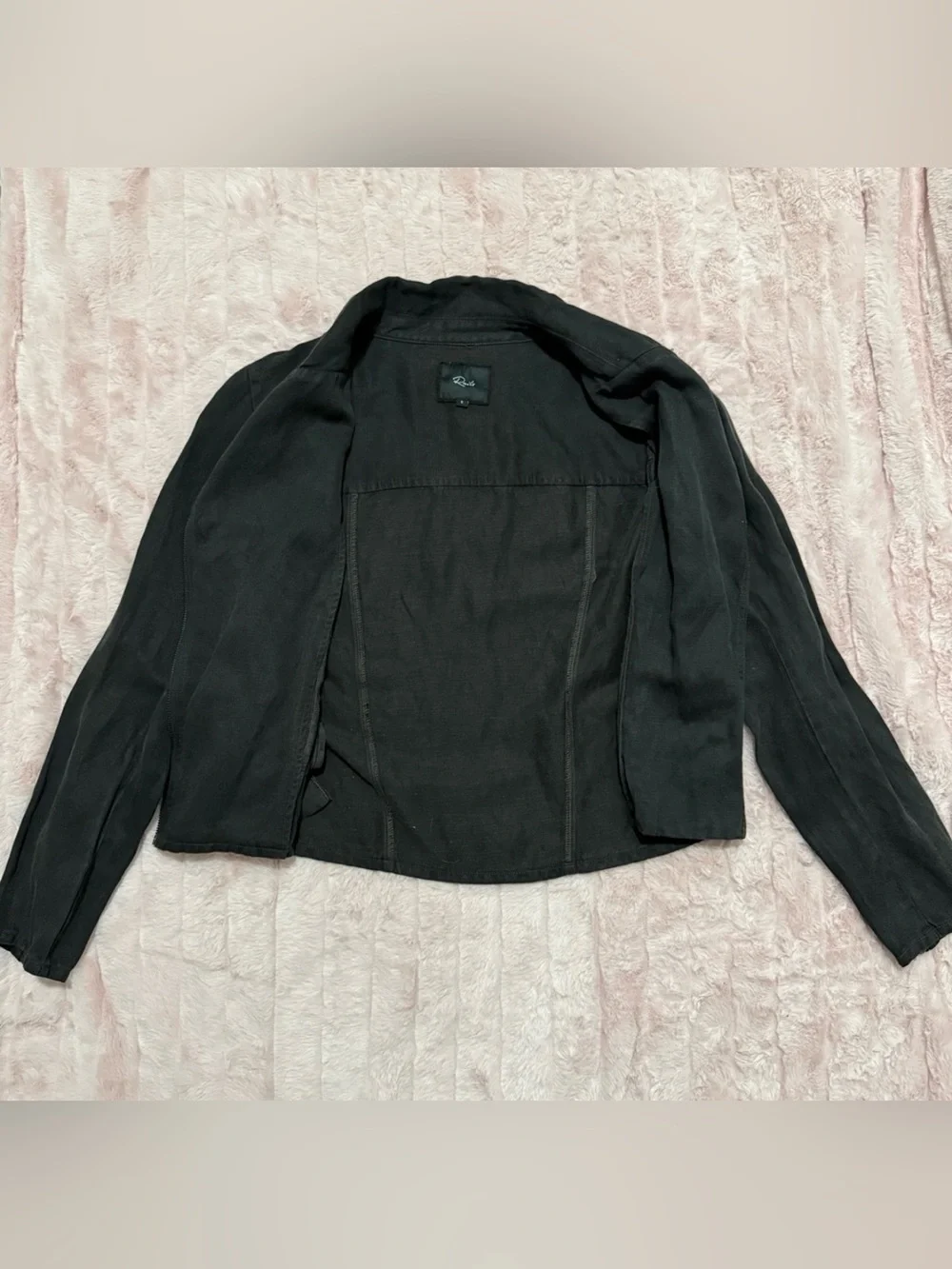 Rails - Black Asymmetrical Zip Streetwear Denim Moto Jacket - Size S - Picture 2 of 5